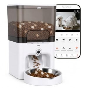 AIOSC 2K HD Camera Pet Feeder｜5G/2.4G WiFi, 6L, 2‑Way Audio, Low Food Alert, App Scheduled Feeding for Dogs & Cats