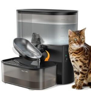 AIOSC Wireless Filter‑Free Pet Water Fountain｜3.5L Stainless‑Steel Bowl, Wastewater Separation