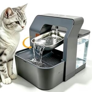 AIOSC 3.5L Stainless‑Steel Filter‑Less Cat Water Fountain