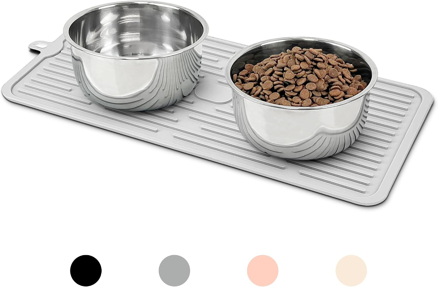 AIOSC Pet Placemat for Dog and Cat, Anti-Slip Waterproof Dogs Feeding Mat Prevent Food and Water Overflow, Bowl Mats Suitable for Medium and Small Pets, Light Gray, Silicone