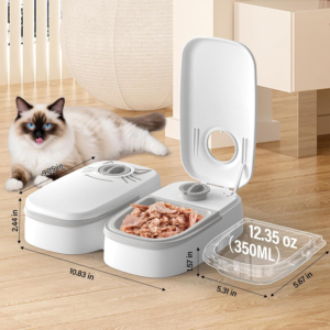 AIOSC 2-Meal Wet Food with Ice Packs Battery Powered Timed Cat Feeder