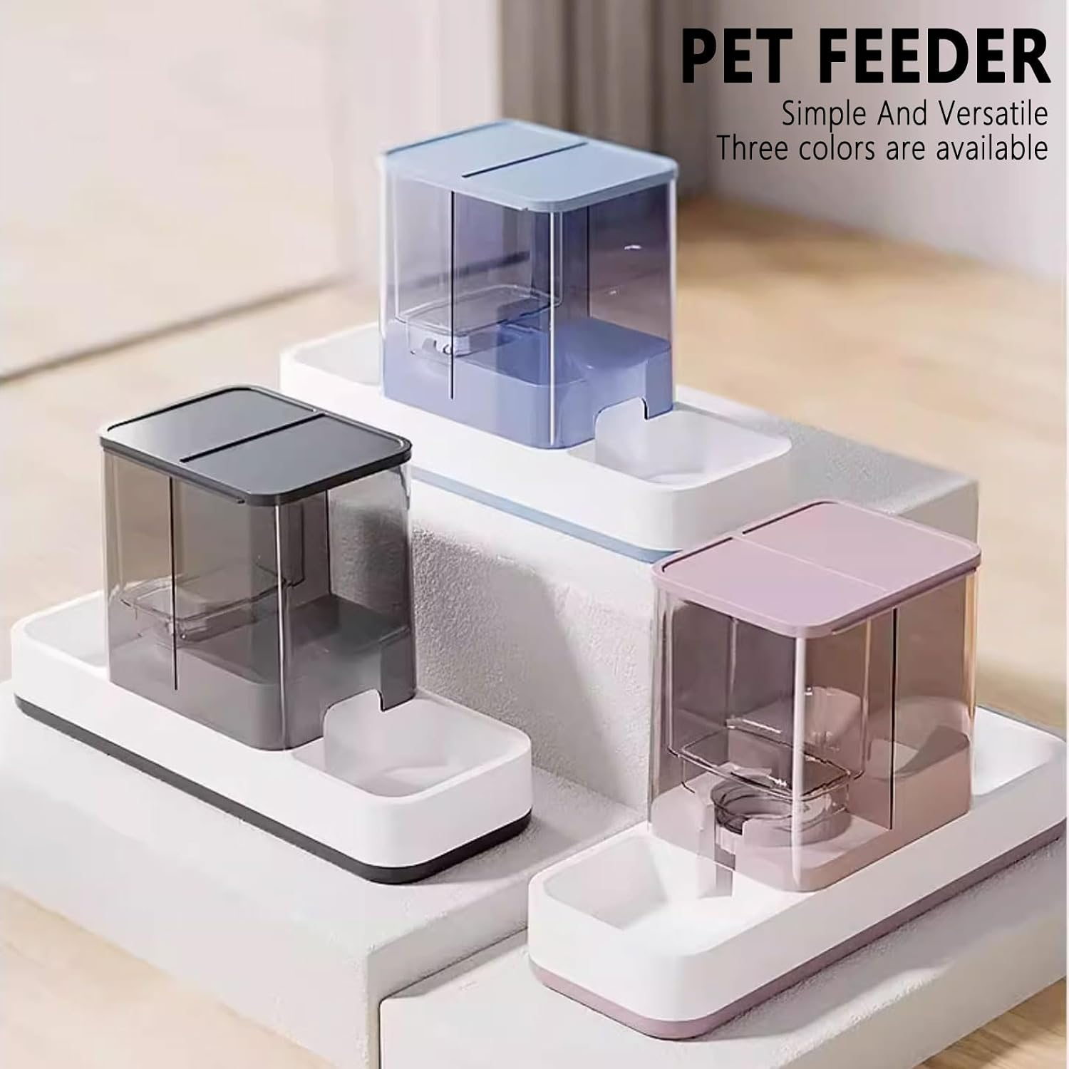 AIOSC Gravity Cat Food and Water Dispenser Automatic Dog Feeder Waterer 2 in 1 Auto Pet Food and Water Bowl Set Self Feeding for Puppy Kitten,Grey - Image 4