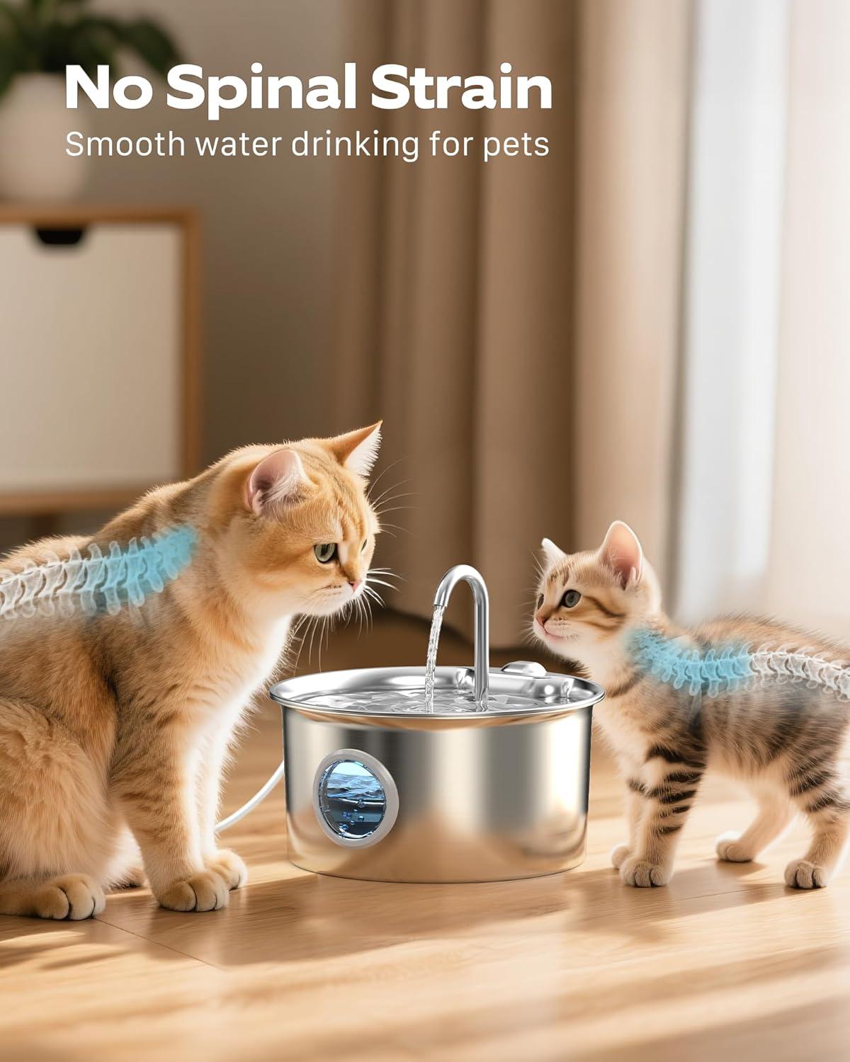 AIOSC Cat Water Fountain: Cat Fountain with 6 Filters + 3 Sponges - Image 6