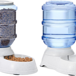 AIOSC Large Capacity Automatic Pet Water Dispenser and Gravity Feeder Set, Easy to Clean, 456.6fl.oz Food, 382.1fl.oz Water, Pack of 2