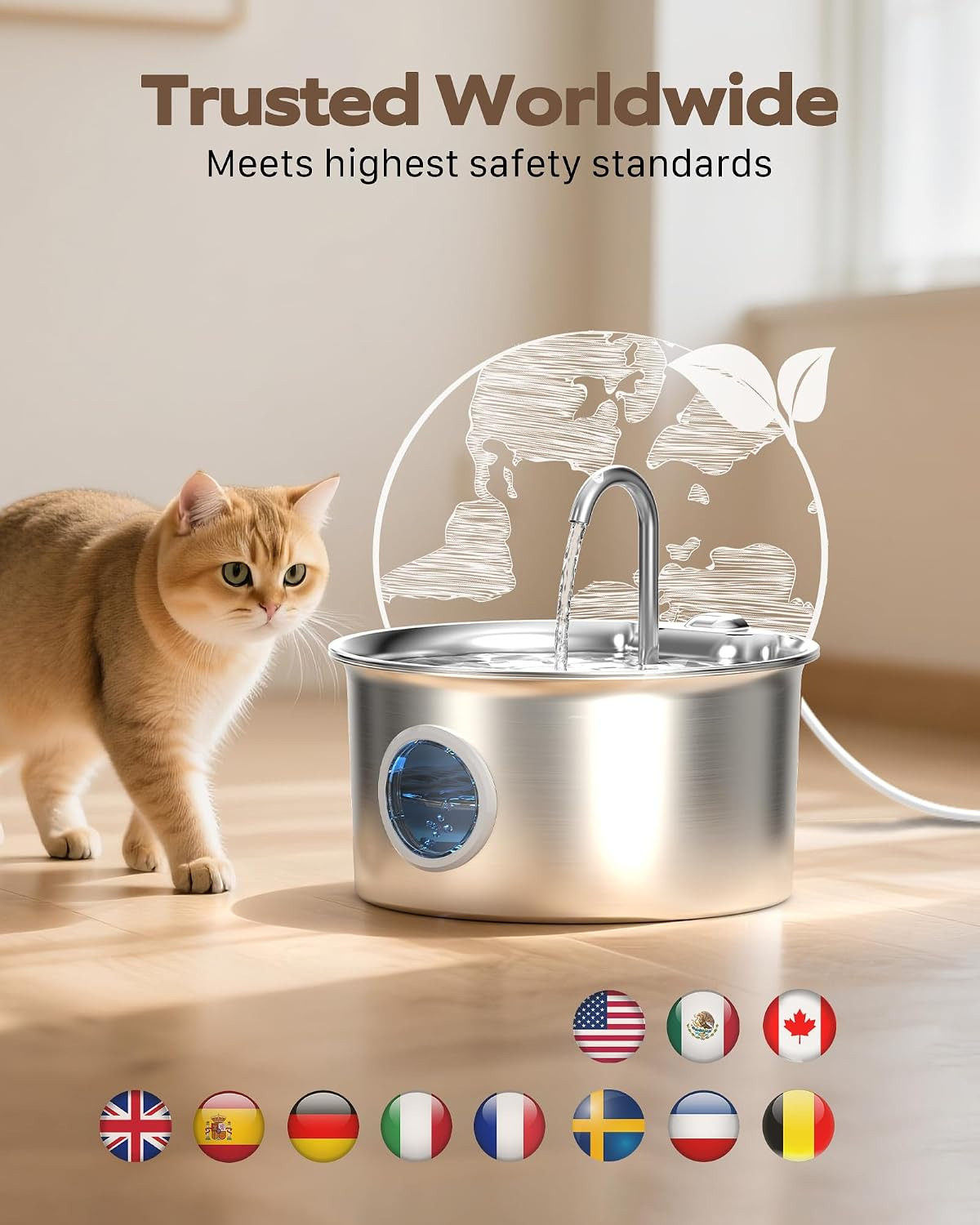 AIOSC Cat Water Fountain: Cat Fountain with 6 Filters + 3 Sponges - Image 5