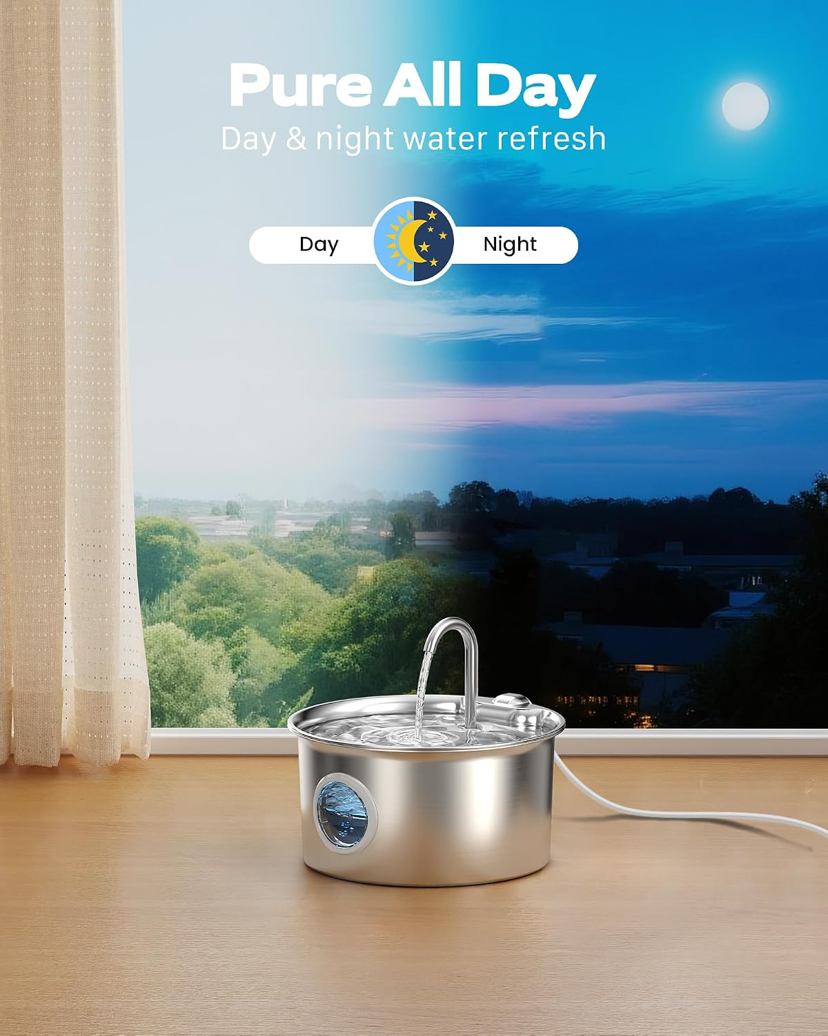 AIOSC Cat Water Fountain: Cat Fountain with 6 Filters + 3 Sponges - Image 9