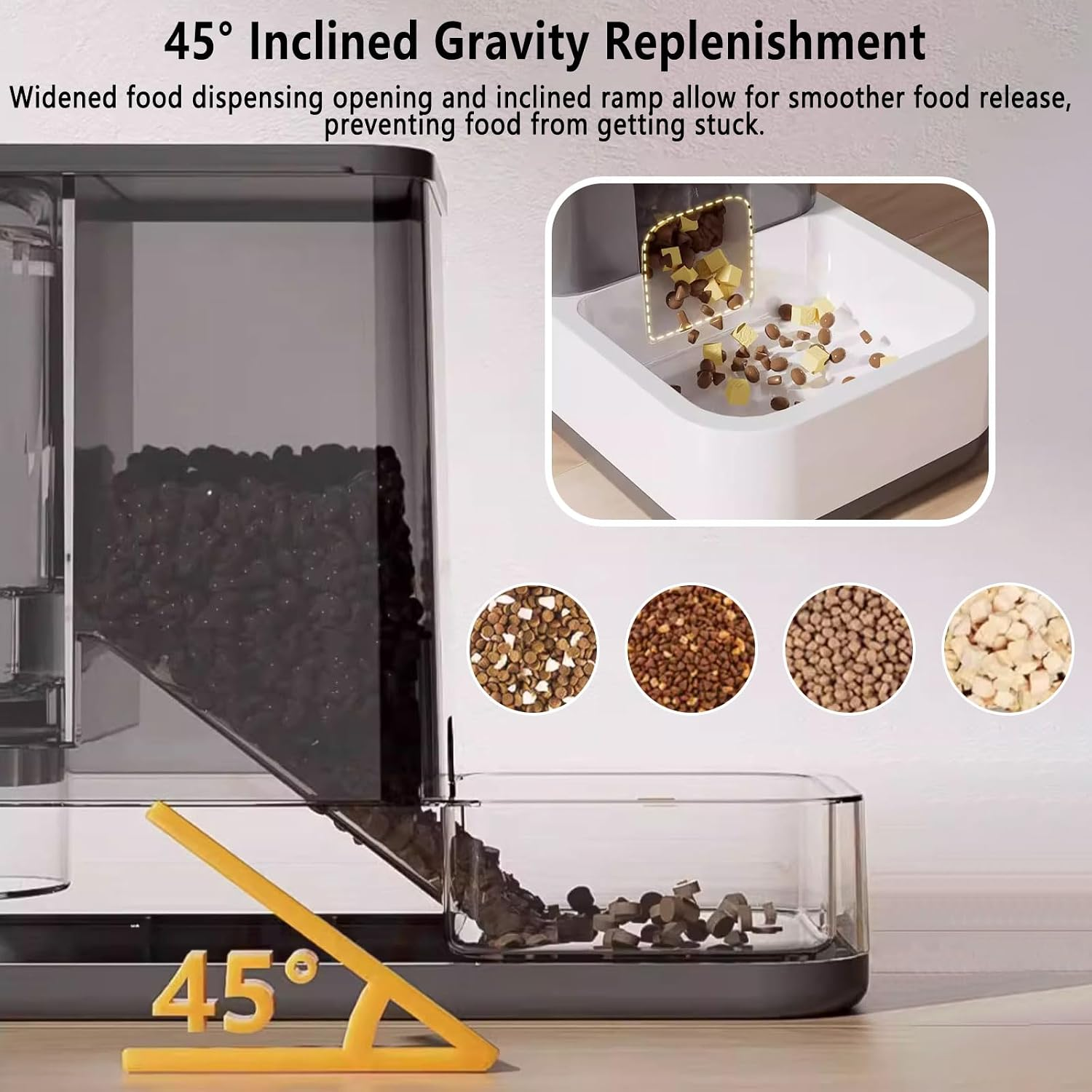 AIOSC Gravity Cat Food and Water Dispenser Automatic Dog Feeder Waterer 2 in 1 Auto Pet Food and Water Bowl Set Self Feeding for Puppy Kitten,Grey - Image 7