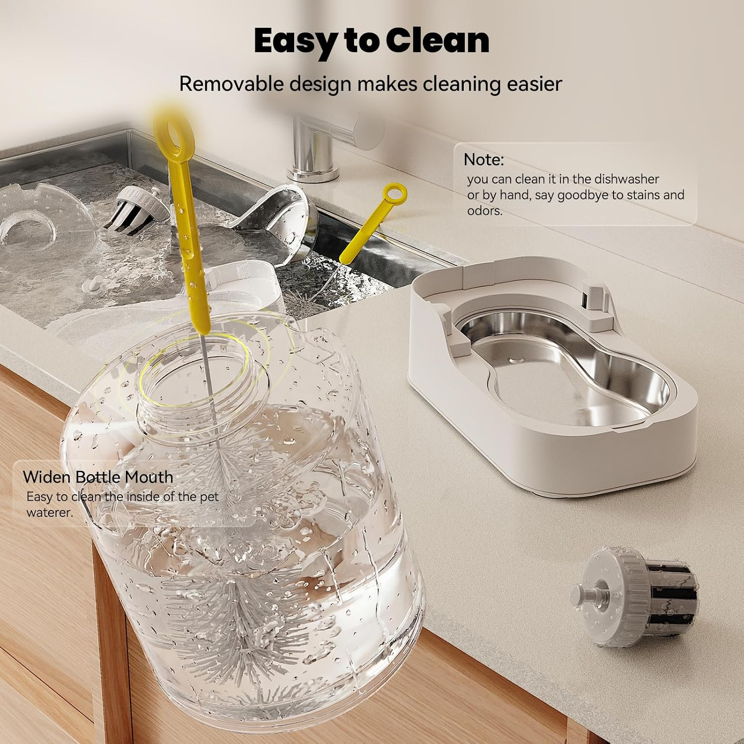 AIOSC Automatic Cat Water Dispenser with Stainless Steel Bowl - Image 7