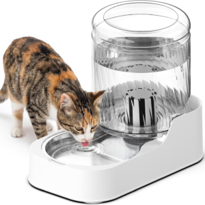 AIOSC Automatic Cat Water Dispenser with Stainless Steel Bowl