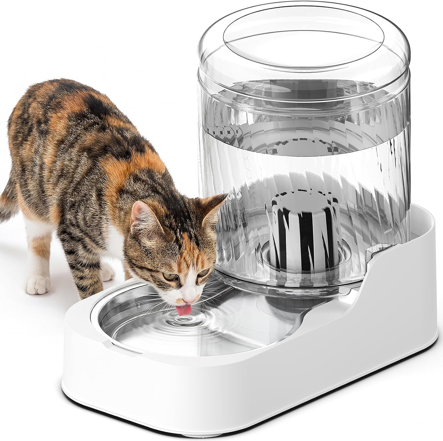 AIOSC Automatic Cat Water Dispenser with Stainless Steel Bowl