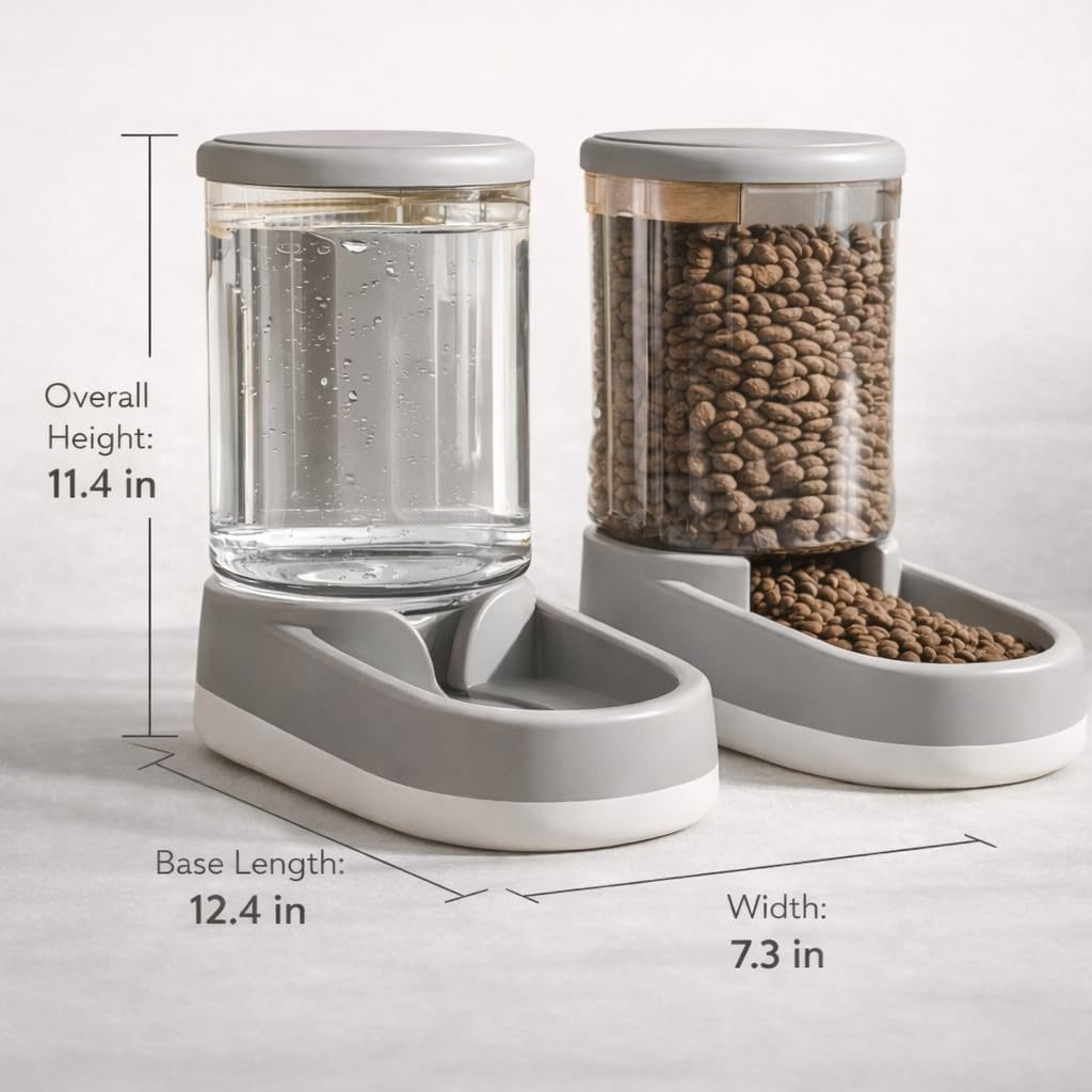 Gravity Pet Feeder and Water Dispenser Set, 8L (4L+4L) Up to 14 Days, Automatic Dog Cat Feeder & Waterer, See-Through Design, Leak-Proof, Anti-Jam, No Electricity, Small Medium Large Dogs Cats - Image 3