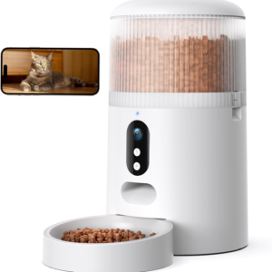 AIOSC Cat Feeder with Camera, 3MP HD Video & Night Vision, 5G/2.4G WiFi Smart Pet Feeder with APP Control, 2-Way Audio, Motion Alerts, Low Food Sensor, Timed Cat Feeder for Cats & Dogs, 4L