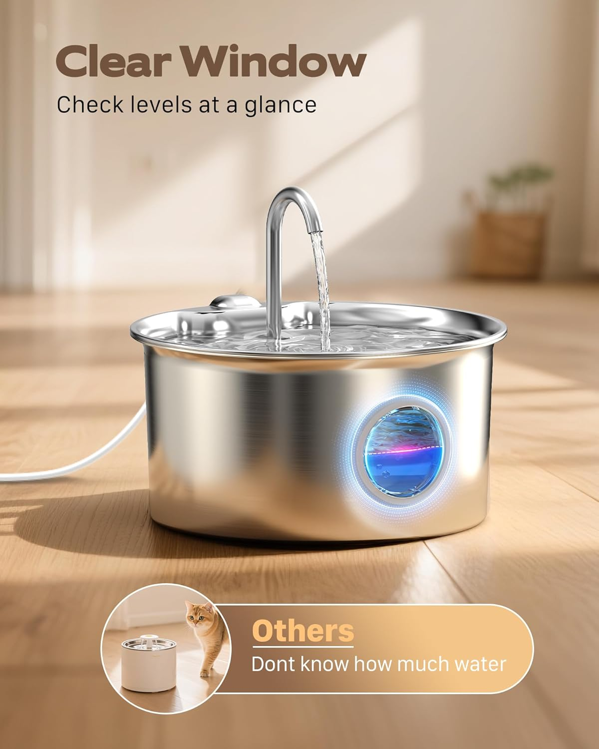 AIOSC Cat Water Fountain: Cat Fountain with 6 Filters + 3 Sponges - Image 7