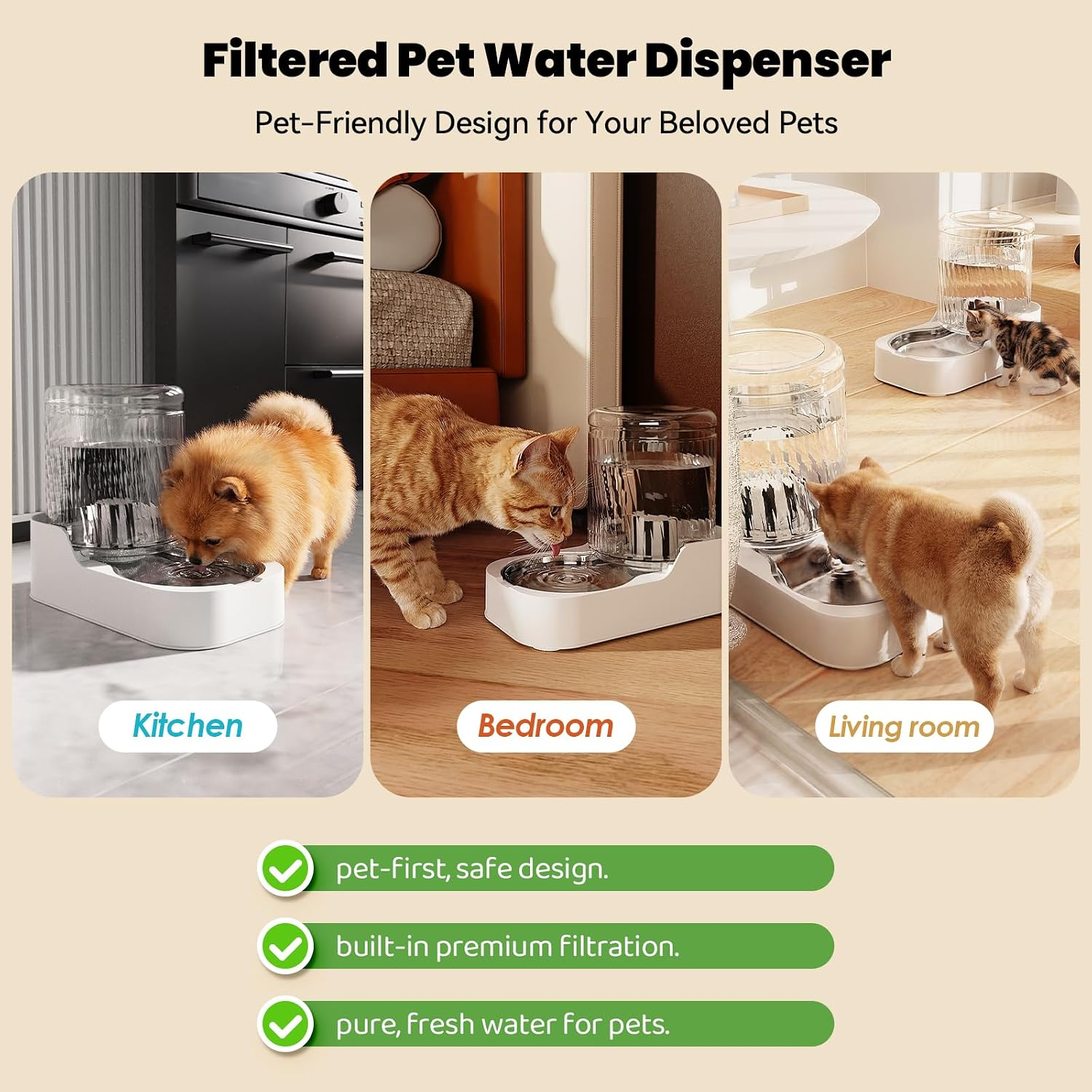 AIOSC Automatic Cat Water Dispenser with Stainless Steel Bowl - Image 3