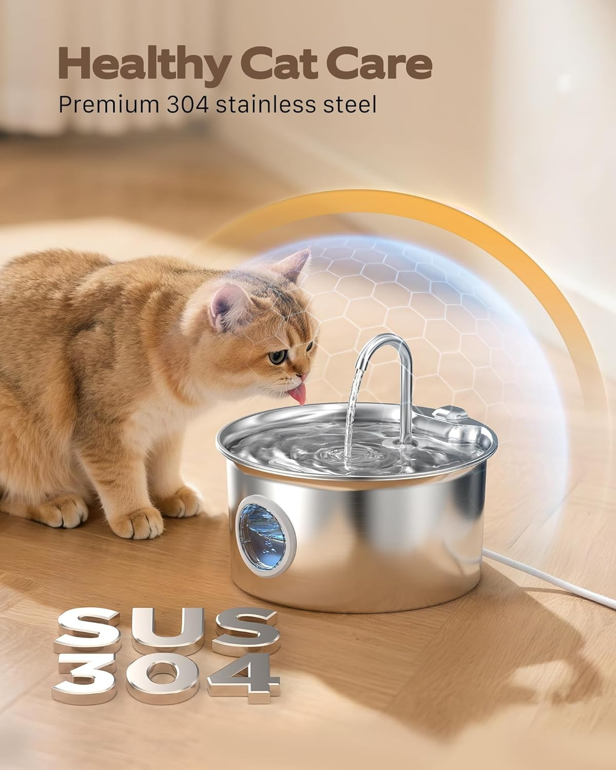 AIOSC Cat Water Fountain: Cat Fountain with 6 Filters + 3 Sponges - Image 3