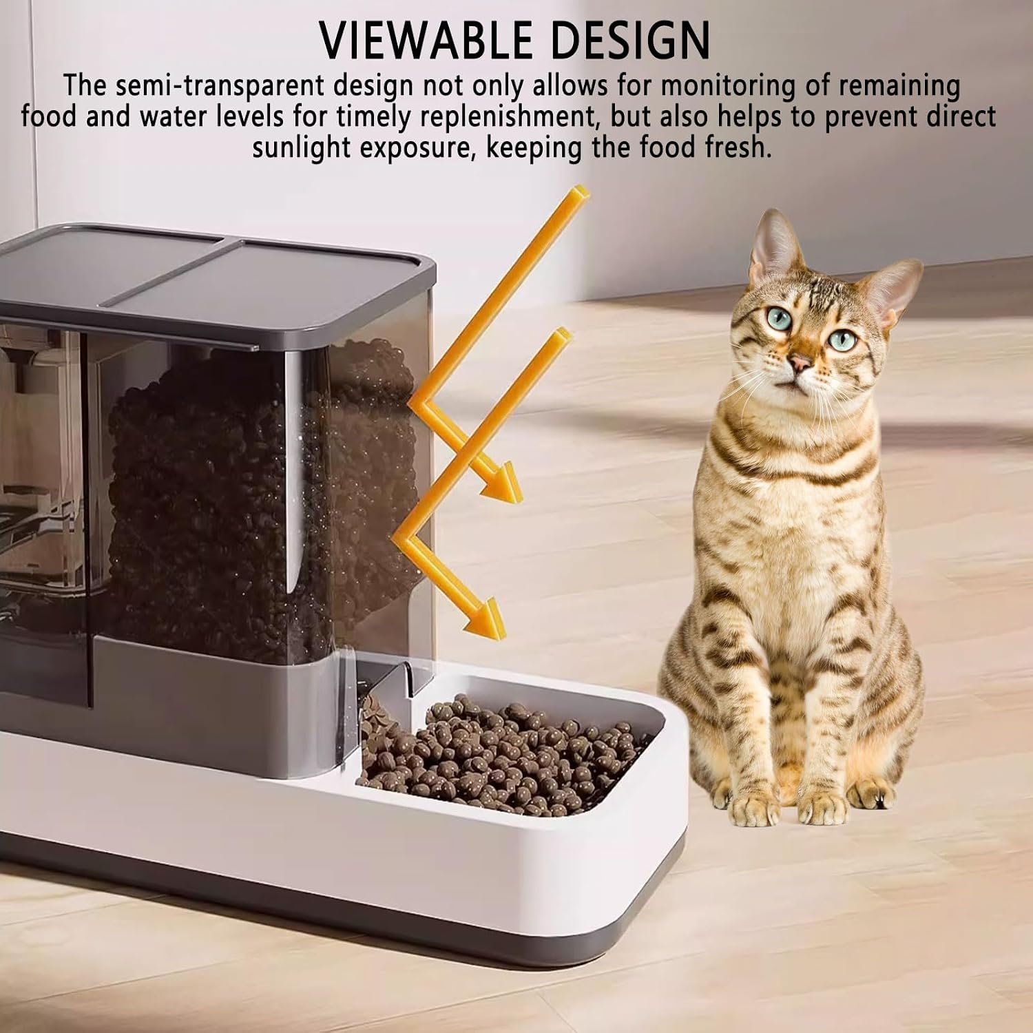 AIOSC Gravity Cat Food and Water Dispenser Automatic Dog Feeder Waterer 2 in 1 Auto Pet Food and Water Bowl Set Self Feeding for Puppy Kitten,Grey - Image 3