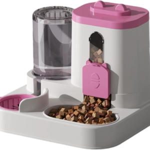 AIOSC Automatic Pet Feeder and Water Dispenser, Large Capacity Self-Feeding for Small and Medium Dogs, No Electricity Needed, Siphon Device Prevents Water Overflow (A)