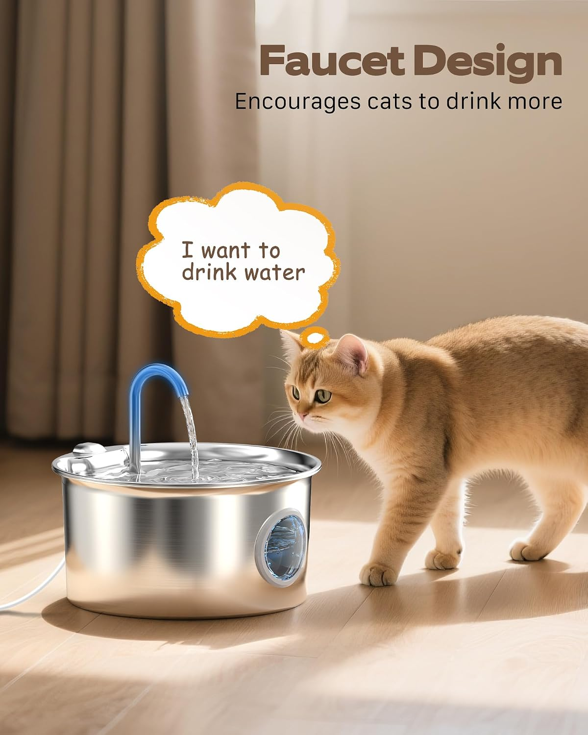 AIOSC Cat Water Fountain: Cat Fountain with 6 Filters + 3 Sponges - Image 2
