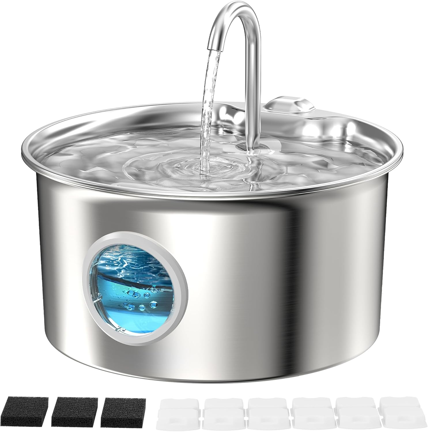 AIOSC Cat Water Fountain: Cat Fountain with 6 Filters + 3 Sponges