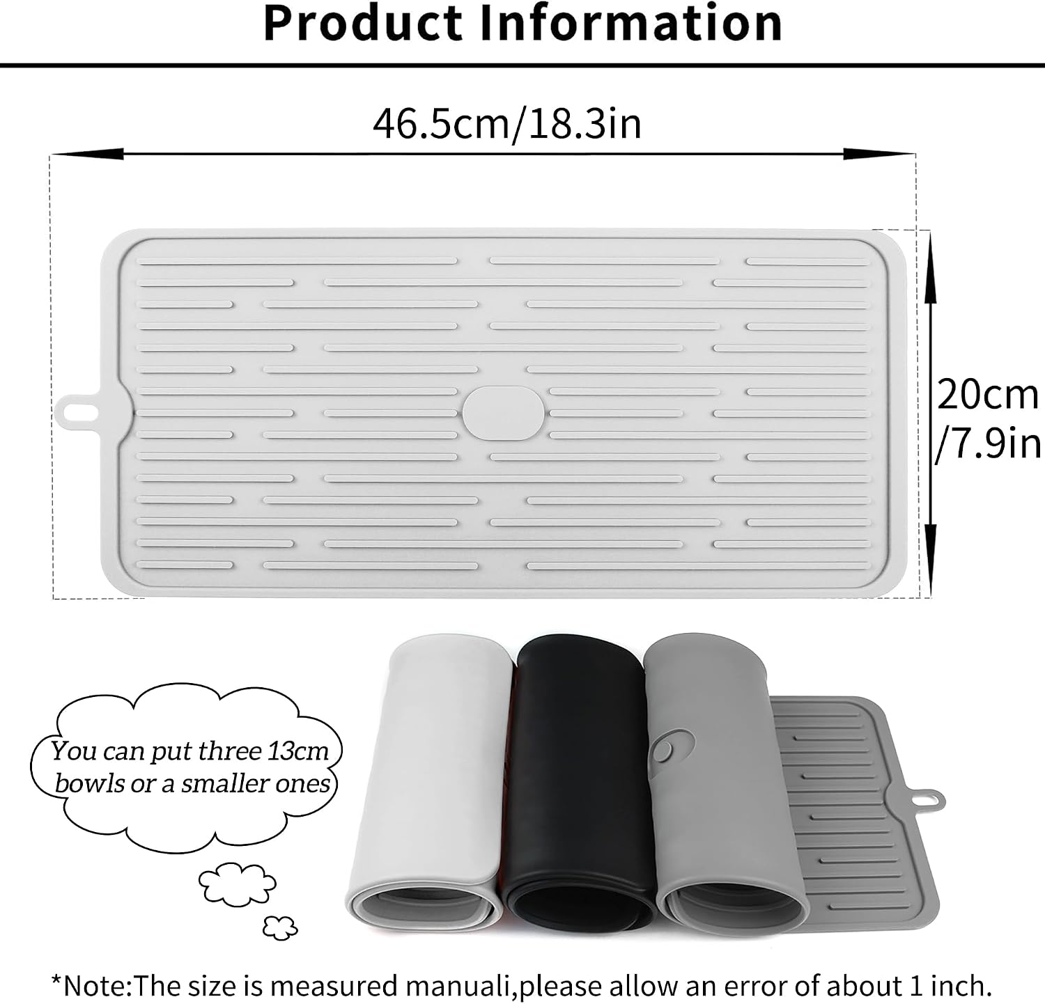 AIOSC Pet Placemat for Dog and Cat, Anti-Slip Waterproof Dogs Feeding Mat Prevent Food and Water Overflow, Bowl Mats Suitable for Medium and Small Pets, Light Gray, Silicone - Image 3