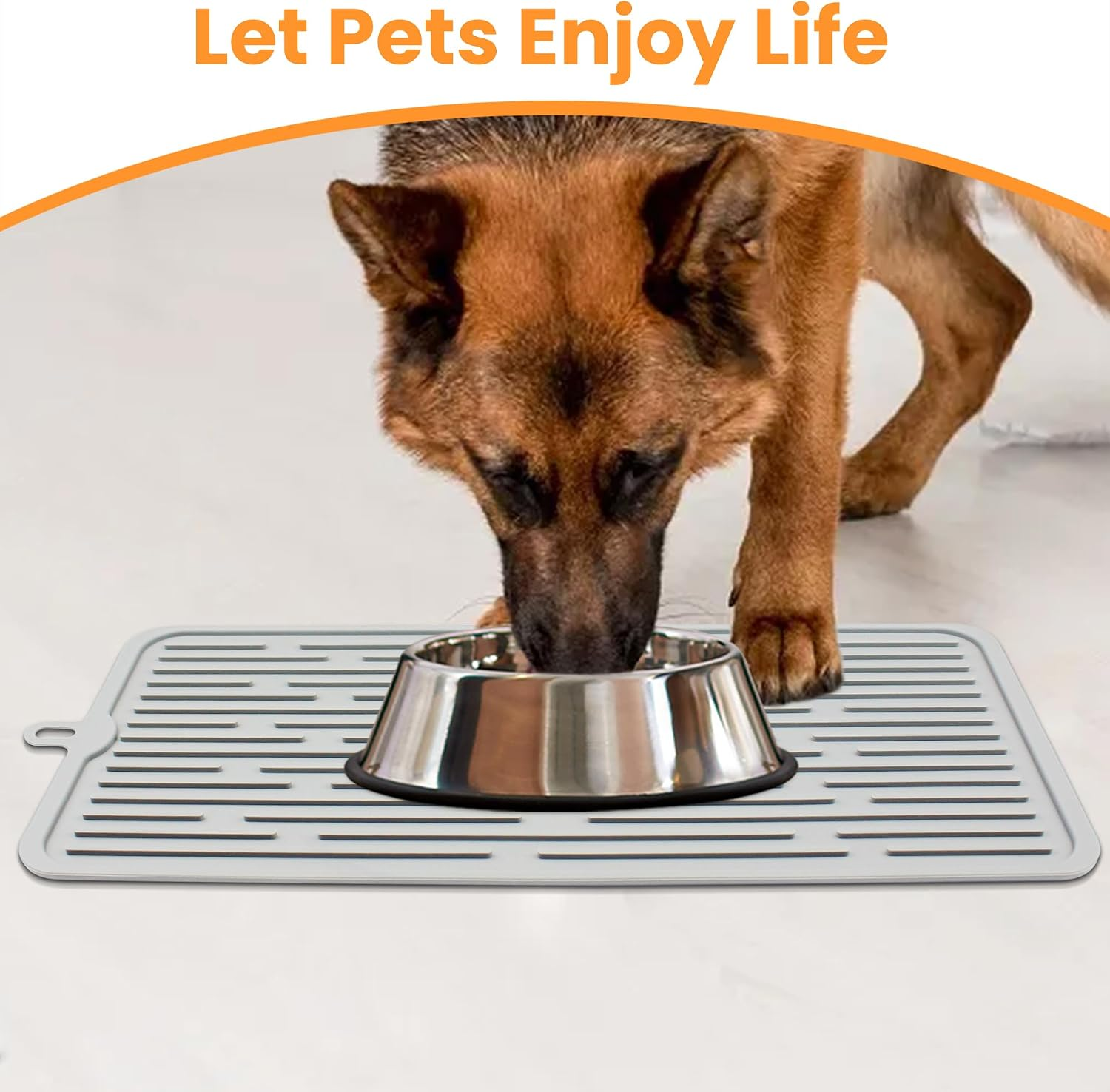 AIOSC Pet Placemat for Dog and Cat, Anti-Slip Waterproof Dogs Feeding Mat Prevent Food and Water Overflow, Bowl Mats Suitable for Medium and Small Pets, Light Gray, Silicone - Image 2