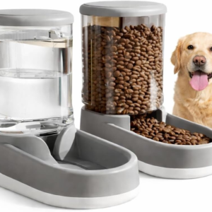 Gravity Pet Feeder and Water Dispenser Set, 8L (4L+4L) Up to 14 Days, Automatic Dog Cat Feeder & Waterer, See-Through Design, Leak-Proof, Anti-Jam, No Electricity, Small Medium Large Dogs Cats